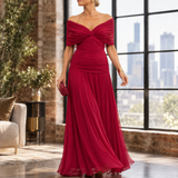 Colette-Louise Draped Maxi Dress - Red