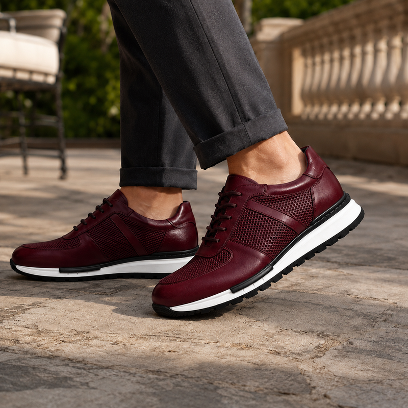 Marcello Leather Sneakers - Burgundy
