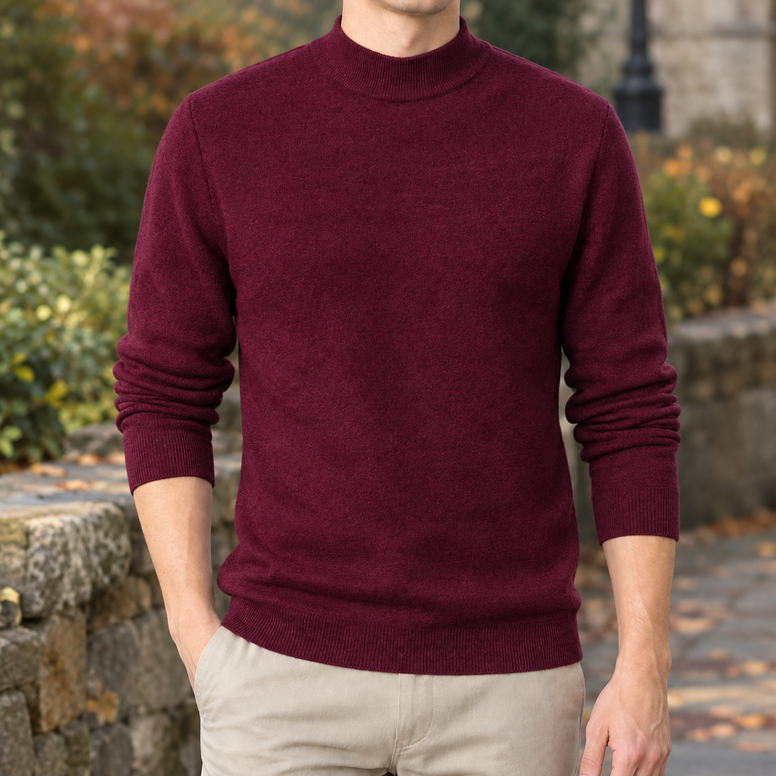 Blake Mock Neck Sweater - Wine Red