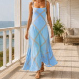 Carmen-Mae Geometric Maxi Dress - Blue