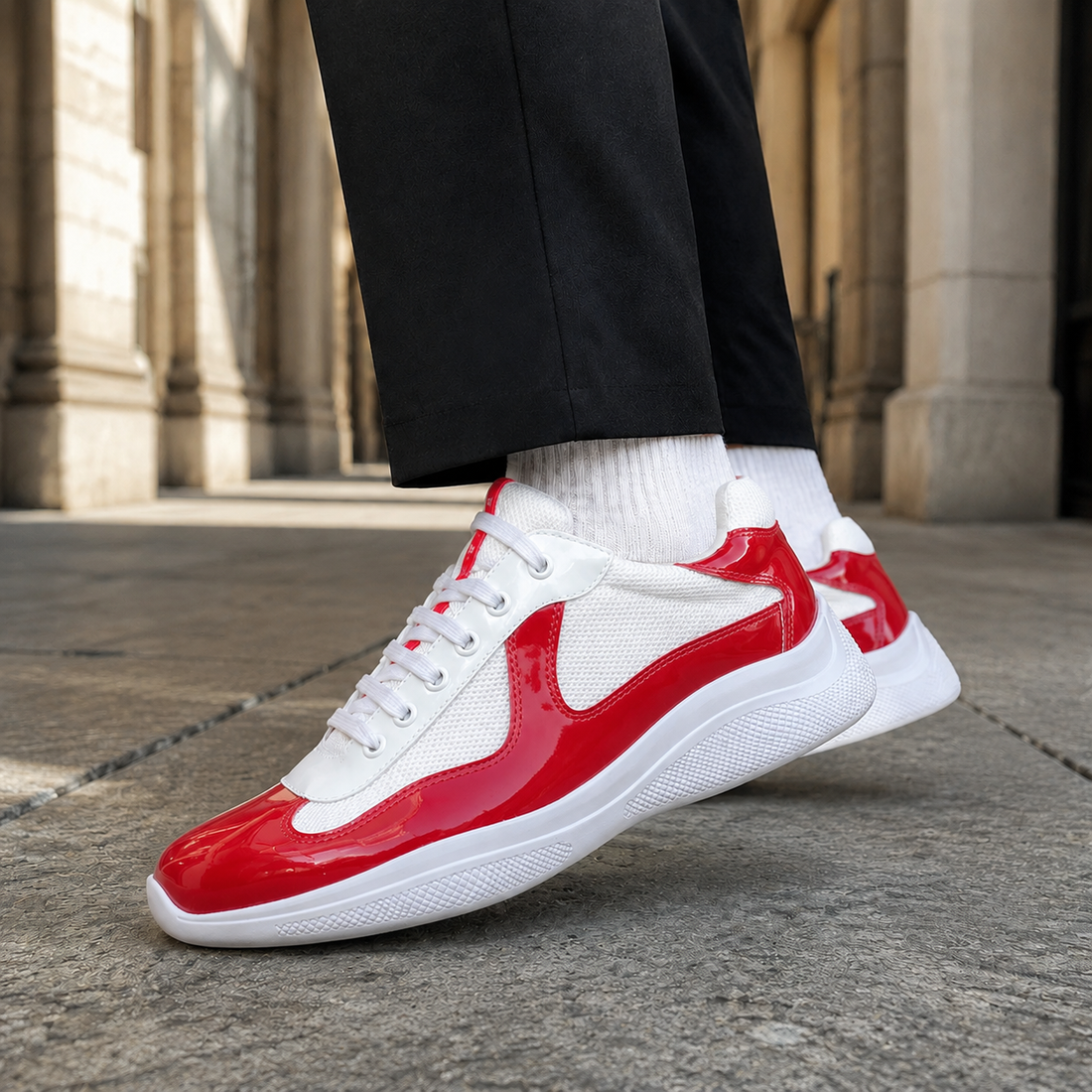 Negroni Leather Sneakers - Red And White
