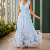 Fleur-Faye Floral Maxi Dress - Light Blue