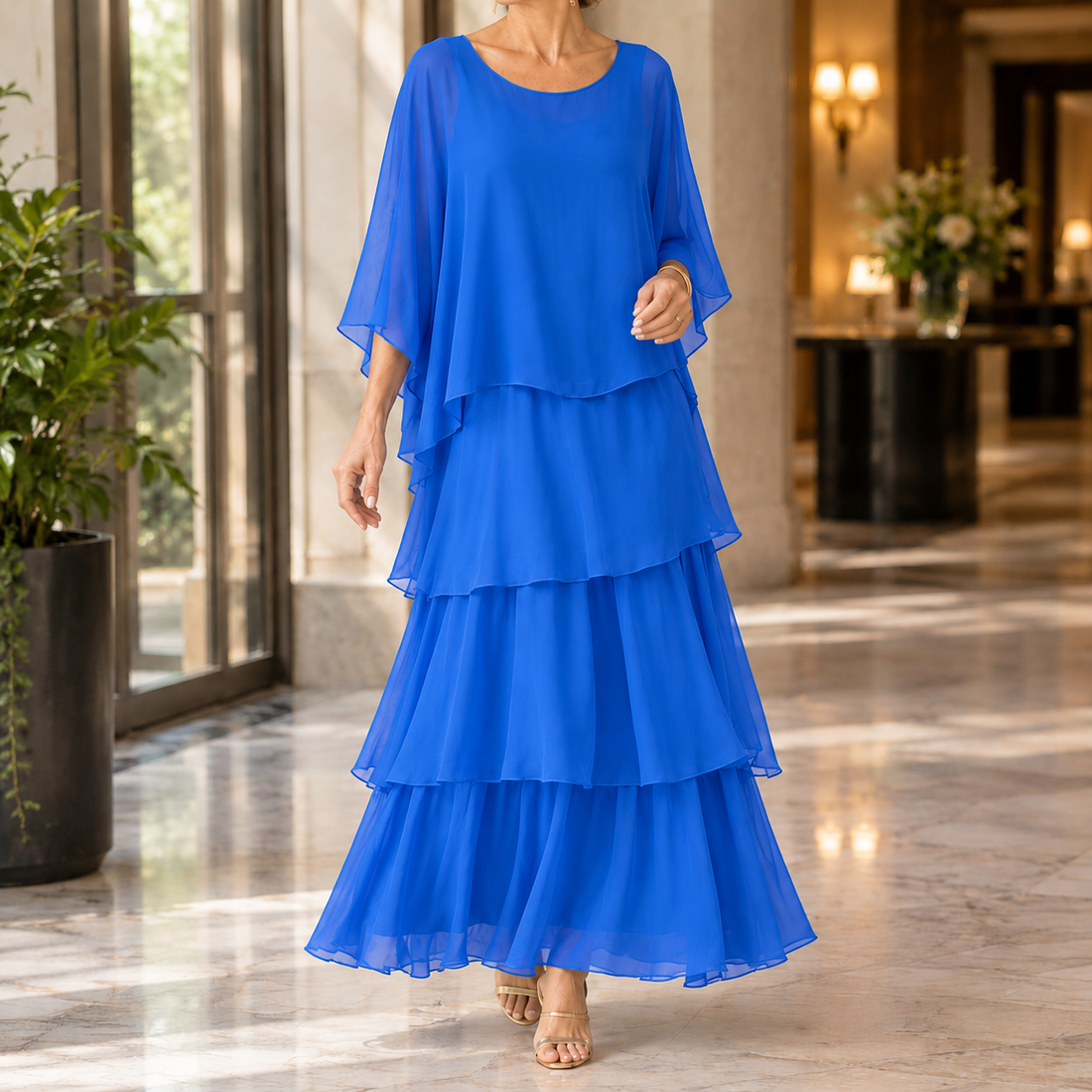 Theodora-Eve Layered Maxi Dress - Blue