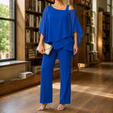 Nerissa-Elise Asymmetric Pants Set - Blue