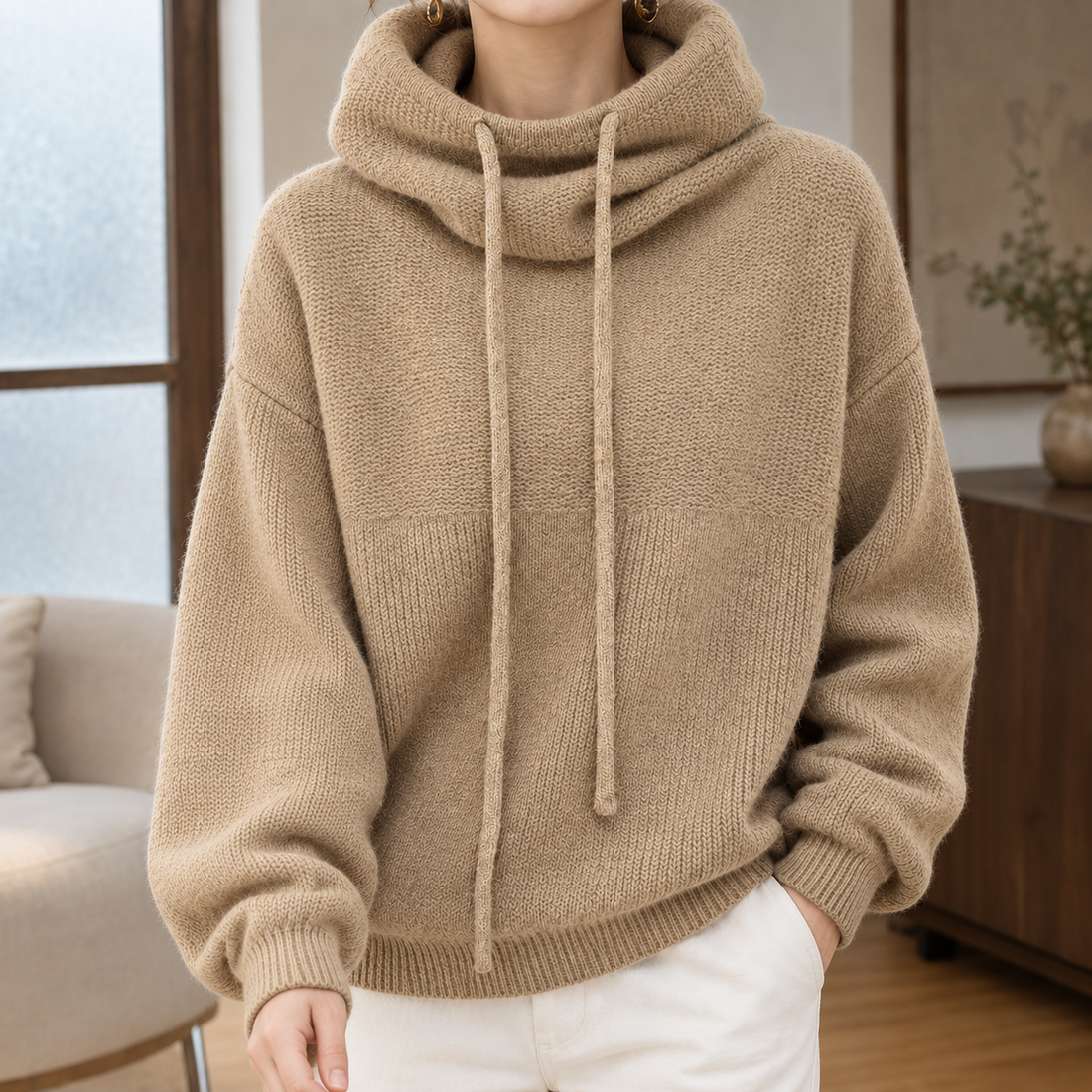 Daphne-Mae Cowl Neck Sweater - Camel