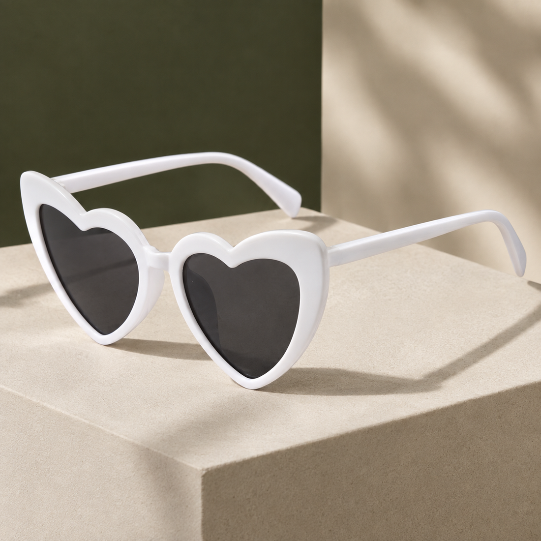 Valentine Heart Sunglasses - White Frame (Gray Lens 2)