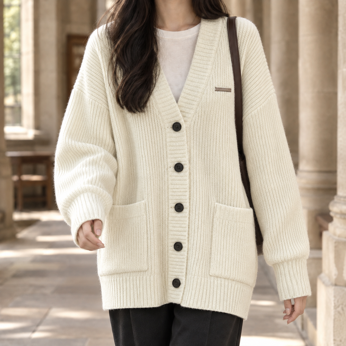 Junia-Belle Ribbed Cardigan - Label White