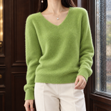 Imogen-Mae V-Neck Sweater - V-neck Fruit Green