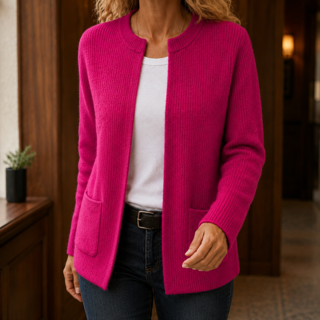 Livia-Grace Ribbed Cardigan - Pink