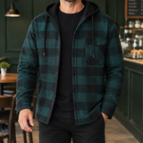 Sterling Hooded Plaid Jacket - Dark Green