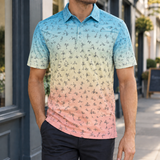 Austin Printed Polo - Blue Peach Ombre