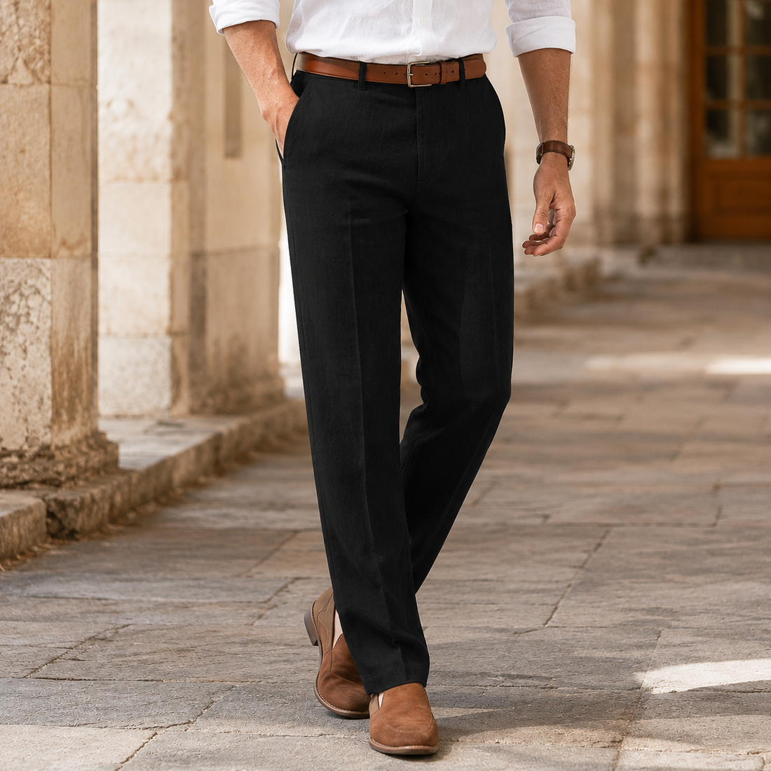 Dorian Straight-Leg Pants - Black