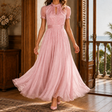 Theodora-Mae Keyhole Maxi Dress - Pink