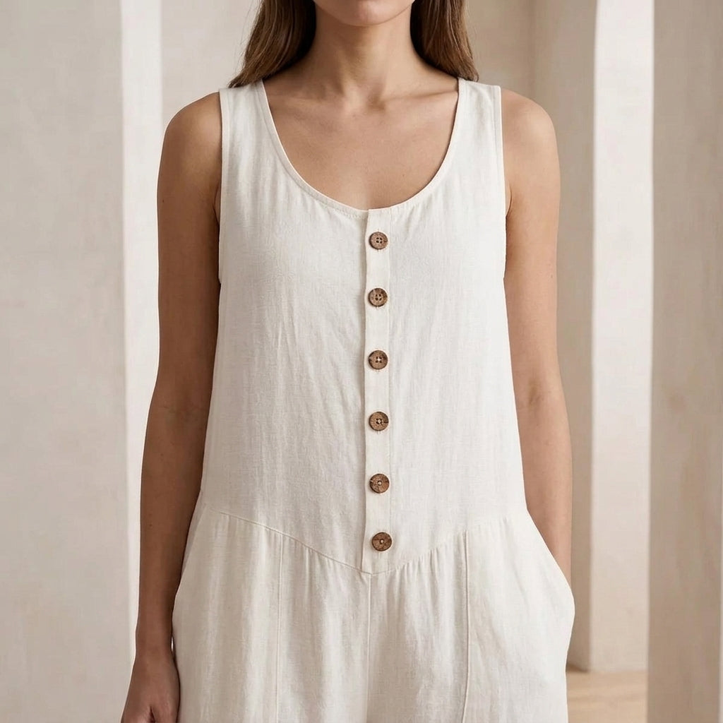 Orla Button Detail Jumpsuit - Lead Product Detail