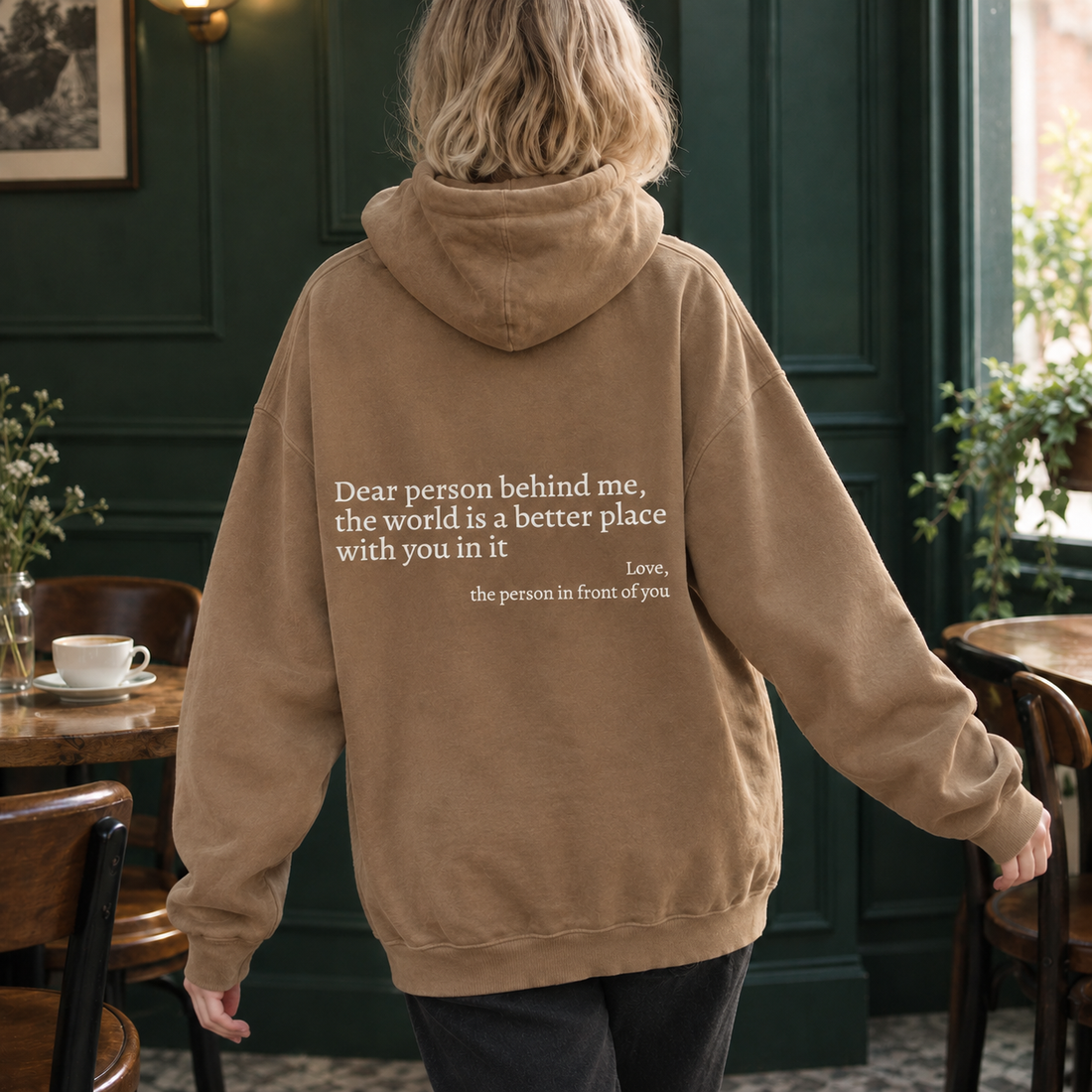 Honora-Pearl Message Hoodie - Khaki