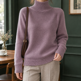 Rosalind-Pearl Ribbed Turtleneck Sweater - Lilac Purple