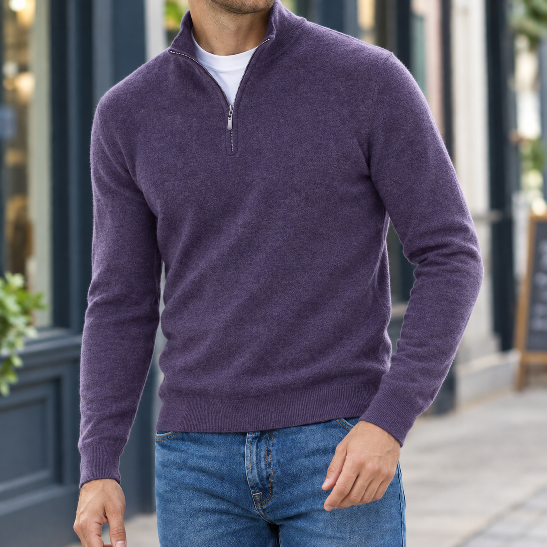 Romano Quarter Zip Sweater - Deep Purple