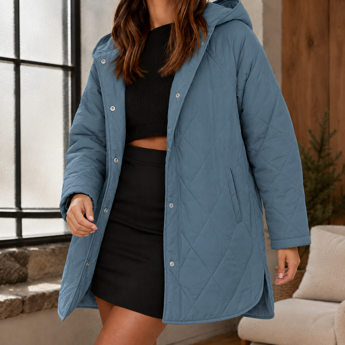 Emmeline-Skye Quilted Jacket - Sea Blue