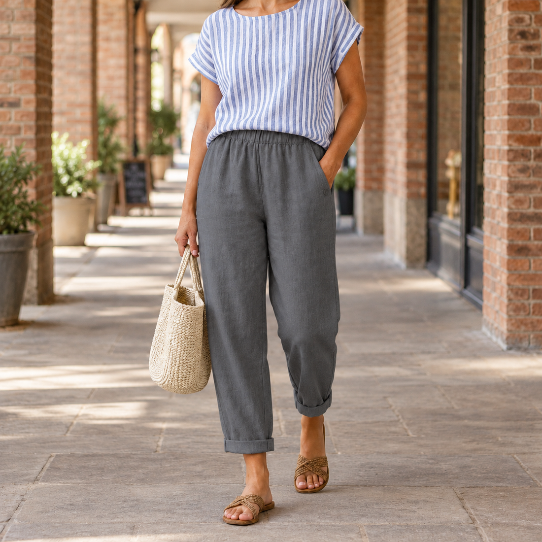 Alba-Faye Relaxed Pants - Dark Gray