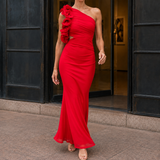 Harriet-Louise One-Shoulder Dress - Red