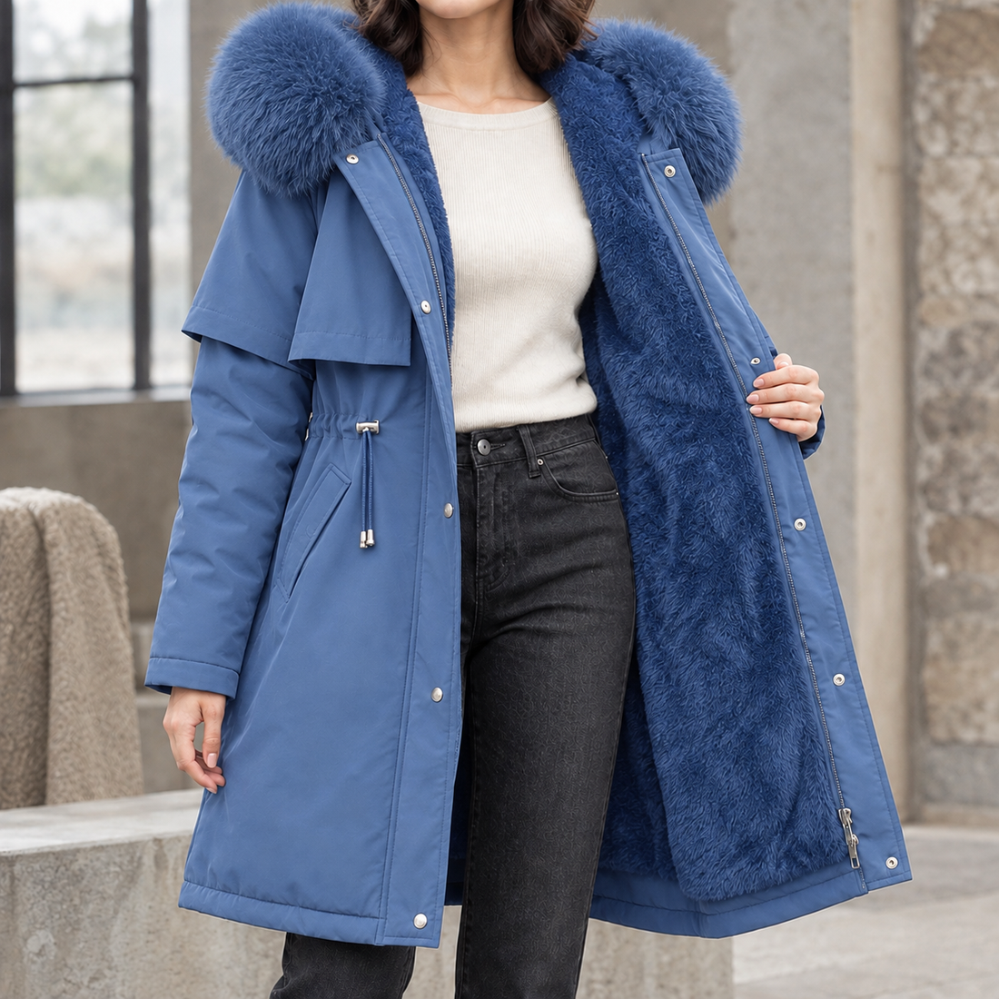 Agnes-Hope Hooded Coat - Haze Blue