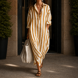Adele Striped Shirt Dress - Earthy Yellow