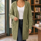 Giselle-Eve Cable Knit Cardigan - Green