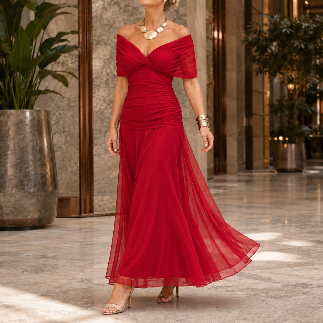 Lydia-Hope Wrap Maxi Dress - Red