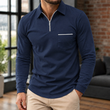 Knox Zip Polo - Navy Blue
