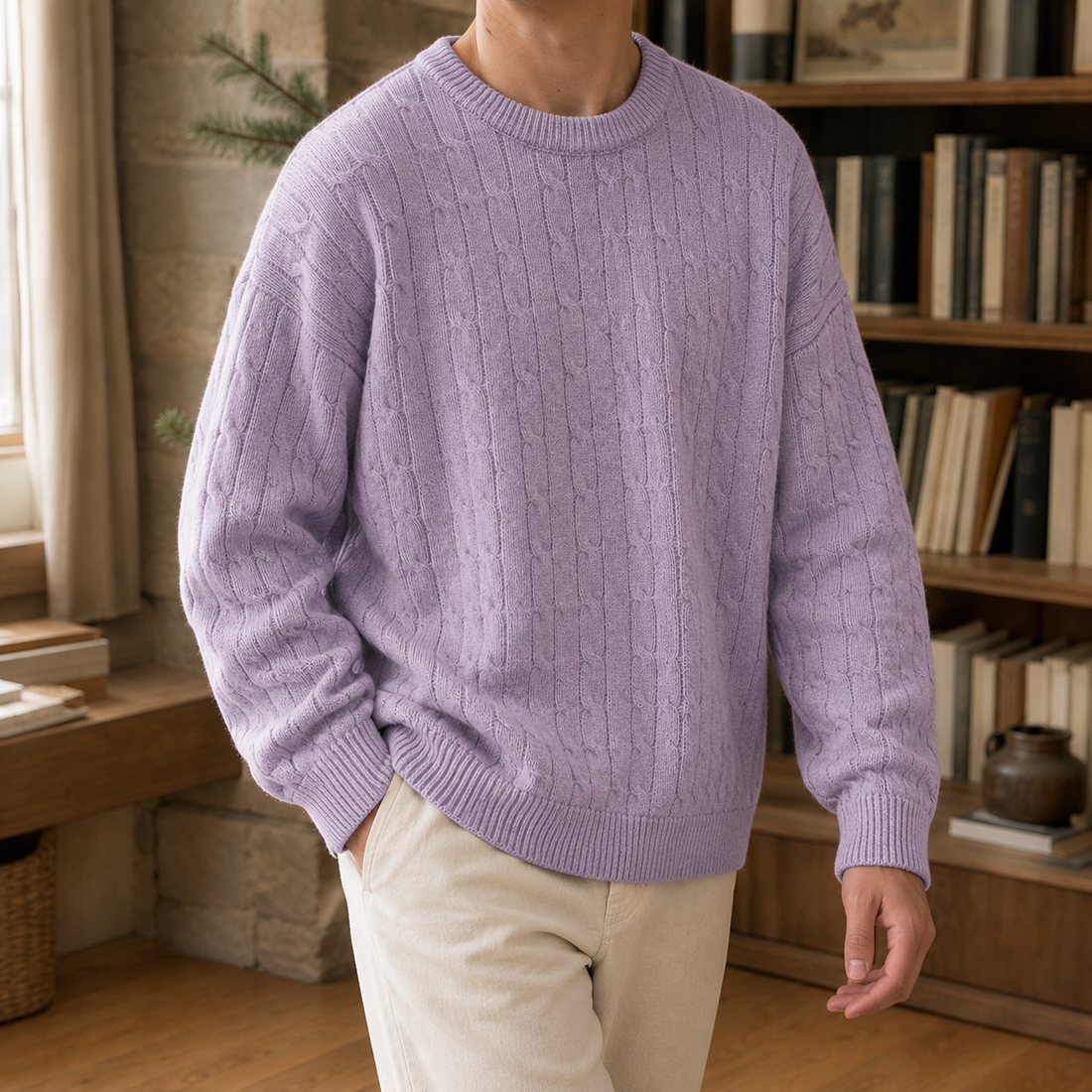 Marco Cable Knit Sweater - Light Purple