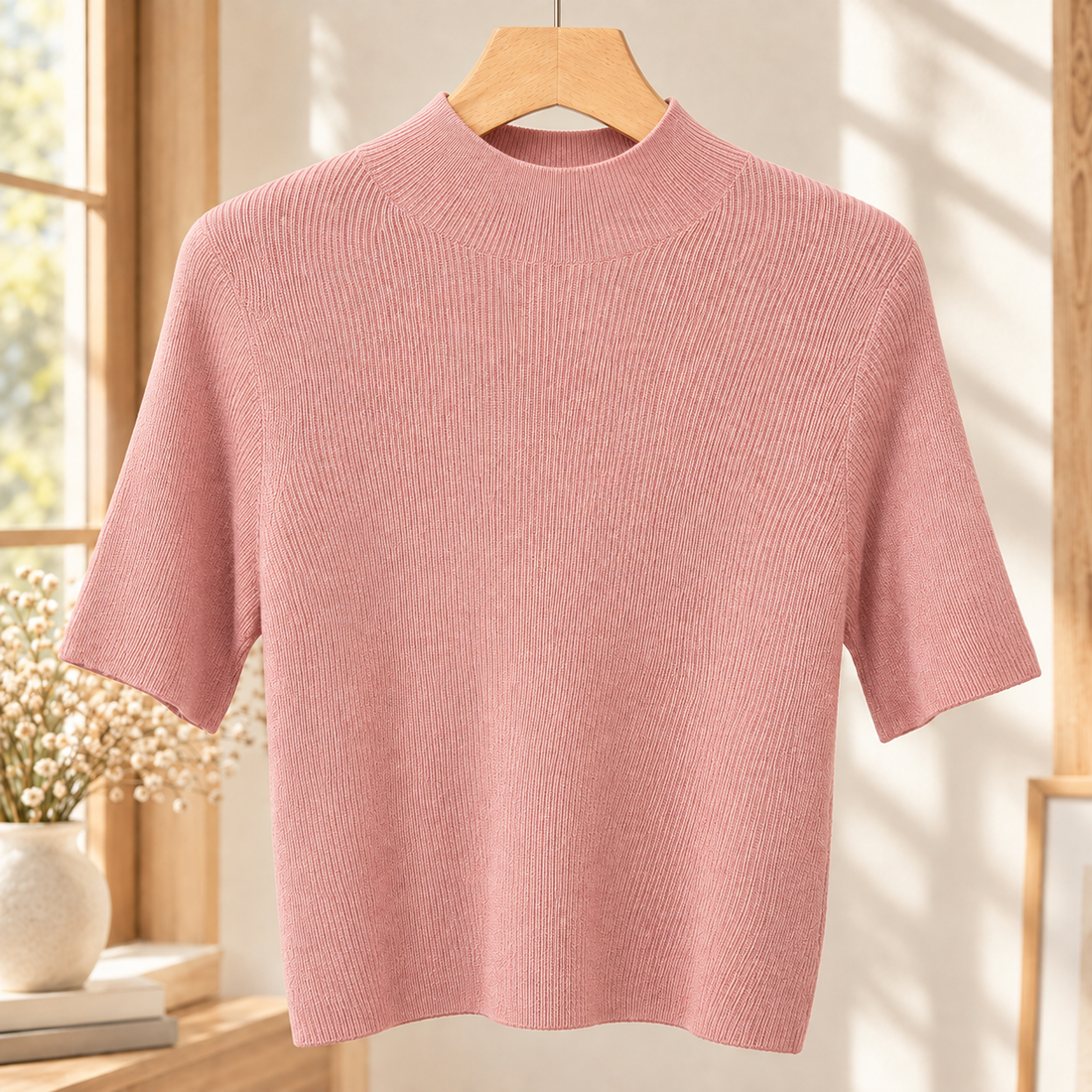 Quinn Mock Neck Top - Light Pink