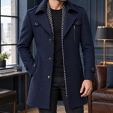 Gaspard Tailored Wool Coat - Navy Blue