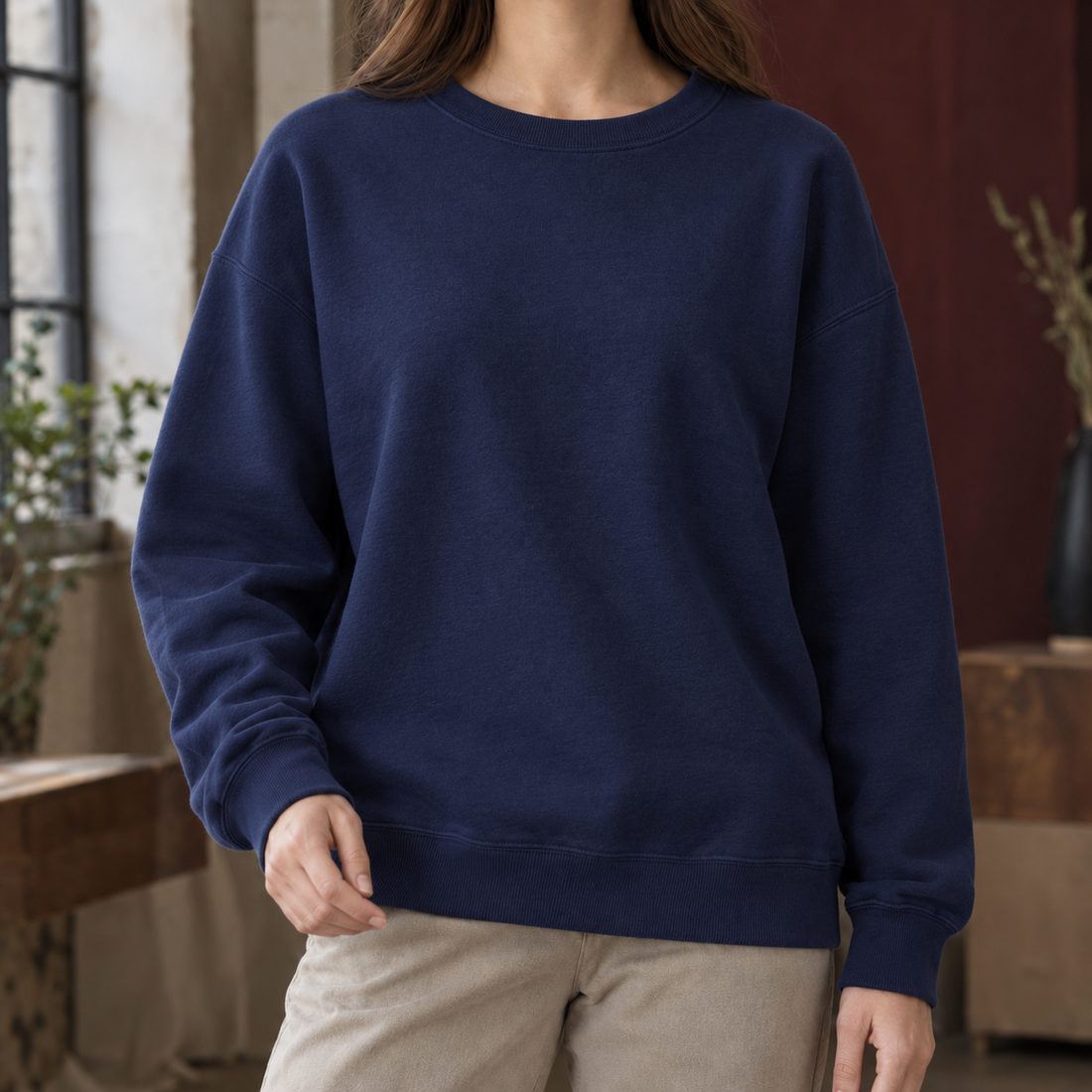 Florence-Kate Relaxed Sweatshirt - Navy Blue