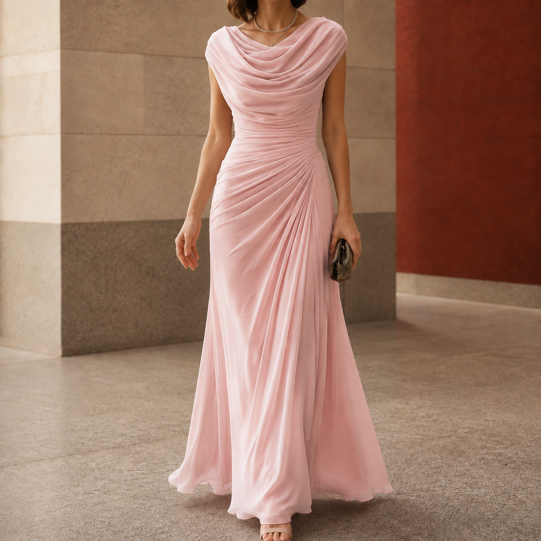 Sylvie-Skye Cowl Maxi Dress - Pink