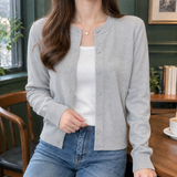 Perla-Rae Fine Knit Cardigan - Light Gray