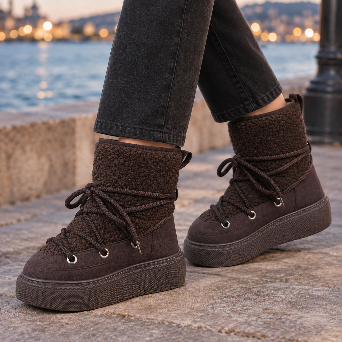Badoer-Garda Platform Snow Boots - Brown