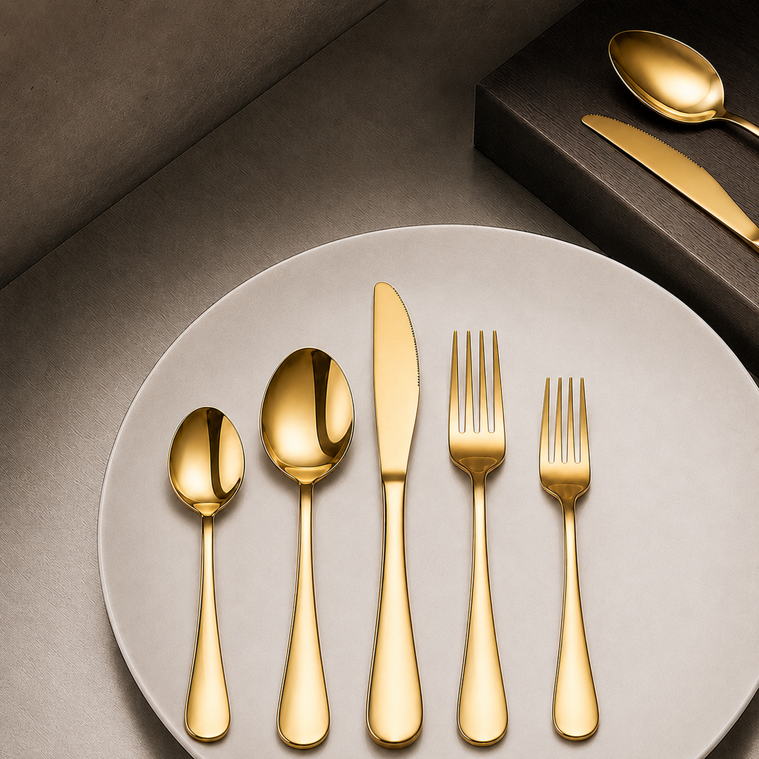 Florian Polished Flatware Set - Gold