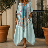 Cosima-Louise Balloon Hem Dress - Green Blue