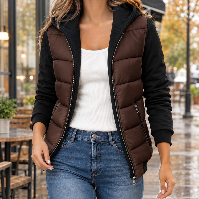 Darcy-Rae Hooded Puffer Jacket - Brown