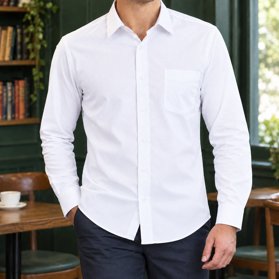 Burnaby Point Collar Shirt - Textured White