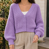 Hildegarde-Mae Chunky Cardigan - Purple