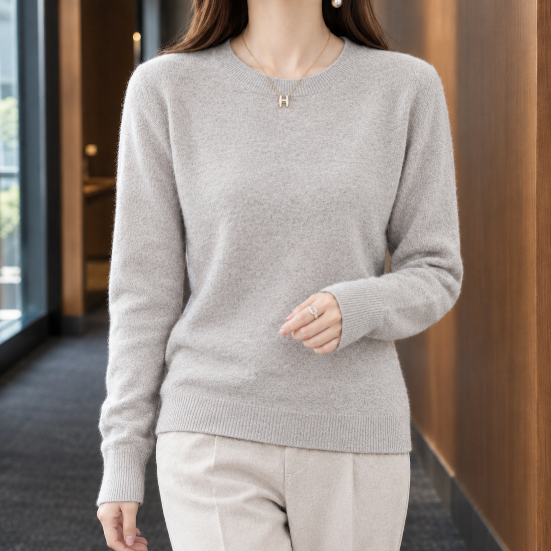 Astrid-Faye Wool Sweater - Light Gray