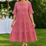 Hazel Tiered Midi Dress - Red