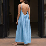Willa Backless Maxi Dress - Bleu Ciel