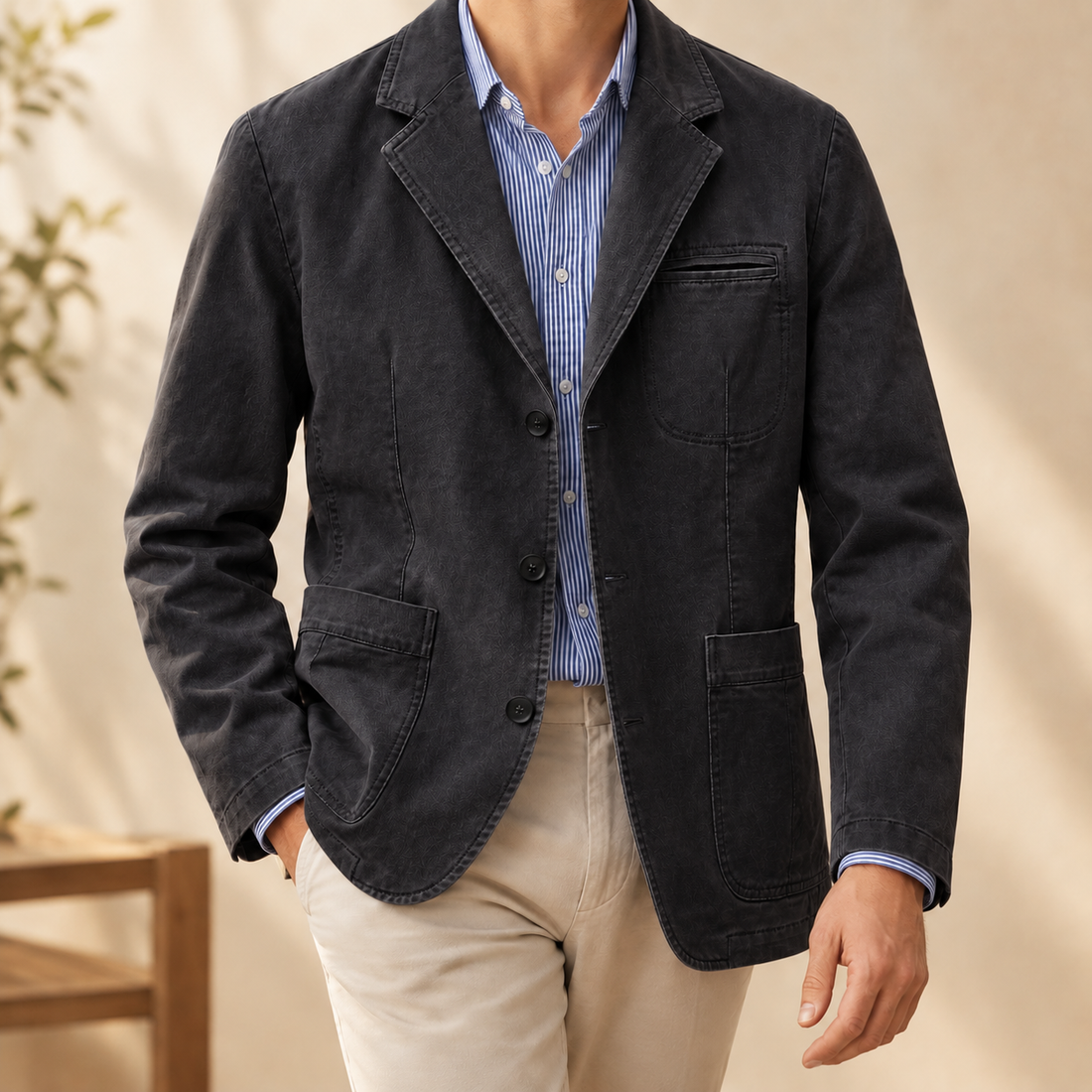 Dario Cotton Blazer - Black