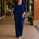 Elowen-Belle Sequined Pant Set - Navy Blue