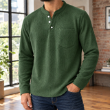Dorian Ribbed Henley - Forest Green