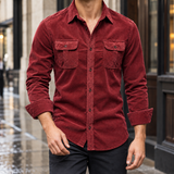 Florian Corduroy Overshirt - Burgundy
