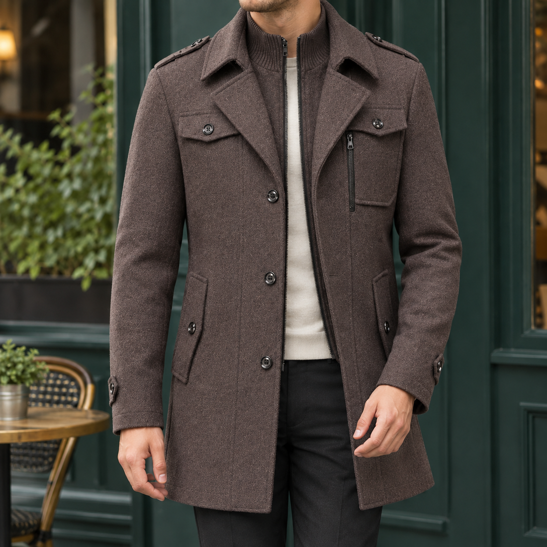 Macaire Layered Jacket - Brown