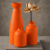 Quarry Textured Vase Set - Orange